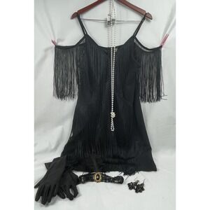 Roaring 20's Gatsby Party Flapper Costume Gloves Hairband Necklace Earing  Sz 1X